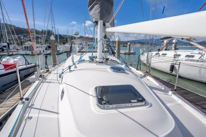 Slide: The Image of Sailboat docked at marina, Blue Jacket 40, 2015 model, sunny day. - 40
