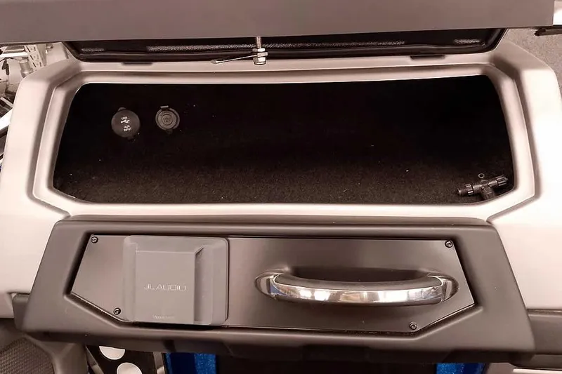 Slide: The Image of Dashboard storage compartment of 2026 Ranger 620FS Cup-Equipped boat with USB ports. - 24