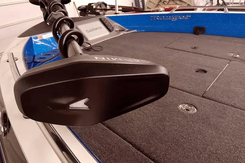 Slide: The Image of 2026 Ranger 620FS Cup-Equipped boat with Garmin equipment, close-up view. - 3