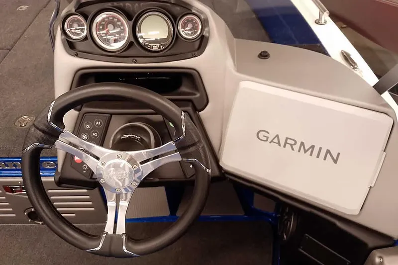 Slide: The Image of 2026 Ranger 620FS Cup-Equipped boat dashboard with Garmin navigation system. - 32