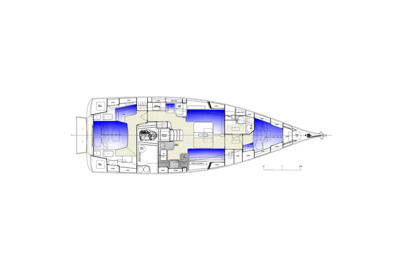 Slide: The Image of Floor plan of a 2021 Hallberg-Rassy 40C yacht, showcasing interior layout and design. - 21