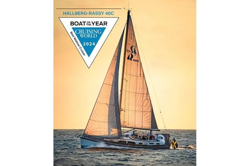 Slide: The Image of Sailing yacht Hallberg-Rassy 40C, 2021 model, awarded 2024 Cruising World Boat of the Year. - 4