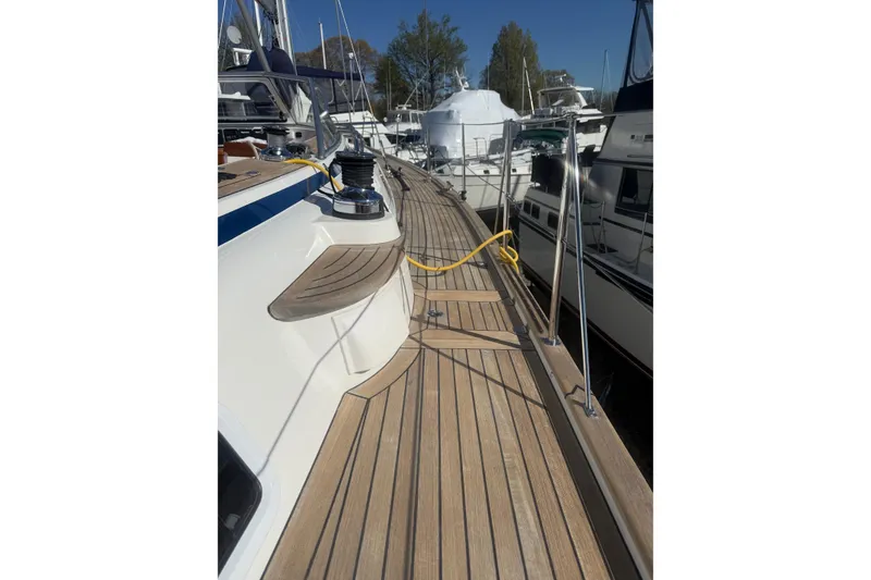 Slide: The Image of Close-up of a 2021 Hallberg-Rassy 40C boat tachometer showing 1163.1 hours. - 58