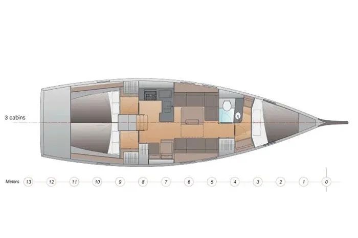 Slide: The Image of Manufacturer Provided Image: 2026 J Boats J/40 yacht layout with three cabins and modern interior design. - 17
