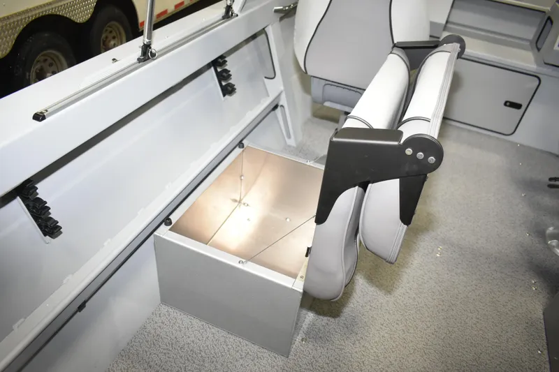 Slide: The Image of Interior of 2026 KingFisher 16 Falcon boat with modern seating design. - 15