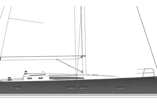Slide: The Image of Side profile sketch of 2026 J Boats J/45 sailboat, showcasing sleek design and modern features. - 10