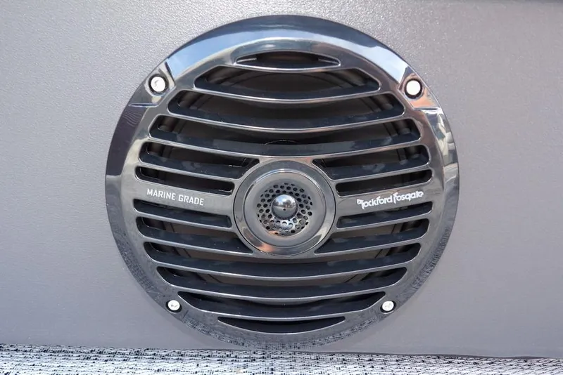 Slide: The Image of Marine-grade speaker on 2026 Bennington S 22 SSR boat, featuring Rockford Fosgate design. - 36