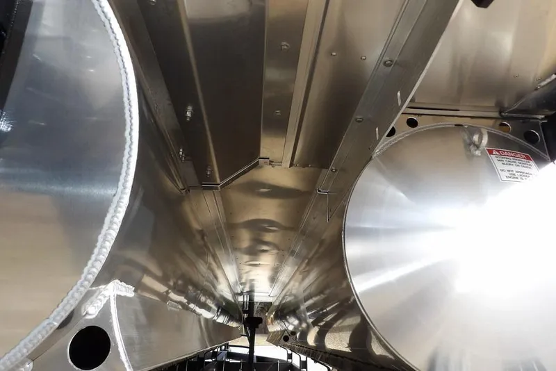 Slide: The Image of Underneath view of 2026 Bennington S 22 SSR pontoon boat, showcasing aluminum structure. - 42