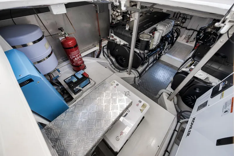 Slide: The Image of Engine room of 2023 Pardo Yachts P43, featuring modern equipment and systems. - 26