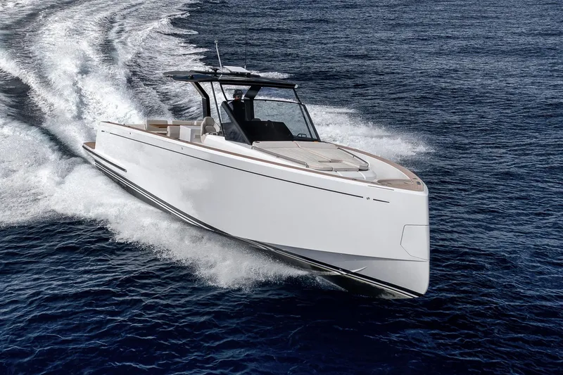 Slide: The Image of 2023 Pardo Yachts P43 cruising on open water, showcasing sleek design and performance. - 0