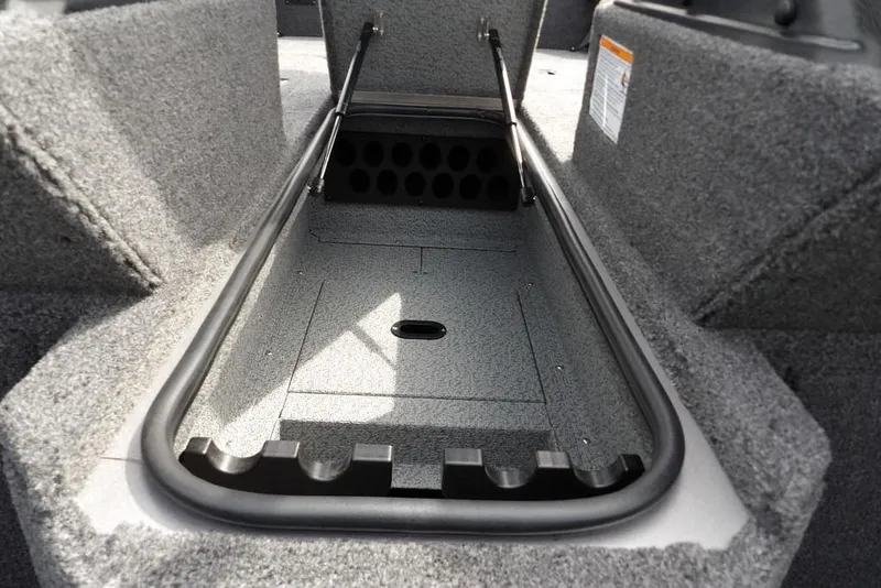 Slide: The Image of 2025 Crestliner 1850 Fish Hawk Tiller boat interior storage compartment. - 36