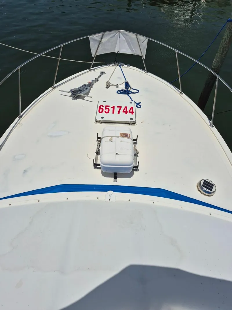 Slide: The Image of 1982 Bertram 38 Convertible boat deck with registration number 651744. - 8