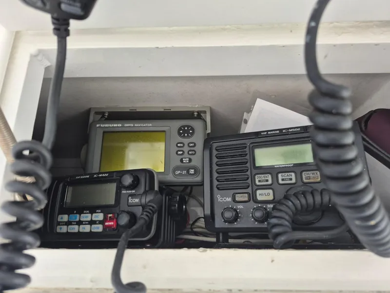 Slide: The Image of Marine communication equipment on a 1982 Bertram 38 Convertible boat. - 34