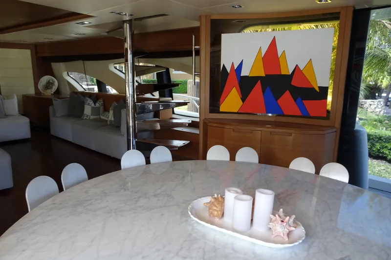 Slide: The Image of Luxurious interior of 2010 Azimut 100 Leonardo yacht with modern art and elegant furnishings. - 14