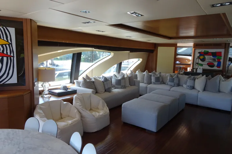 Slide: The Image of Luxurious interior of 2010 Azimut 100 Leonardo yacht with modern art and elegant furnishings. - 16