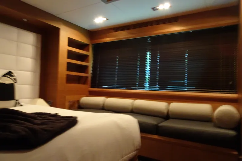 Slide: The Image of Luxurious bedroom interior on 2010 Azimut 100 Leonardo yacht with elegant decor. - 42