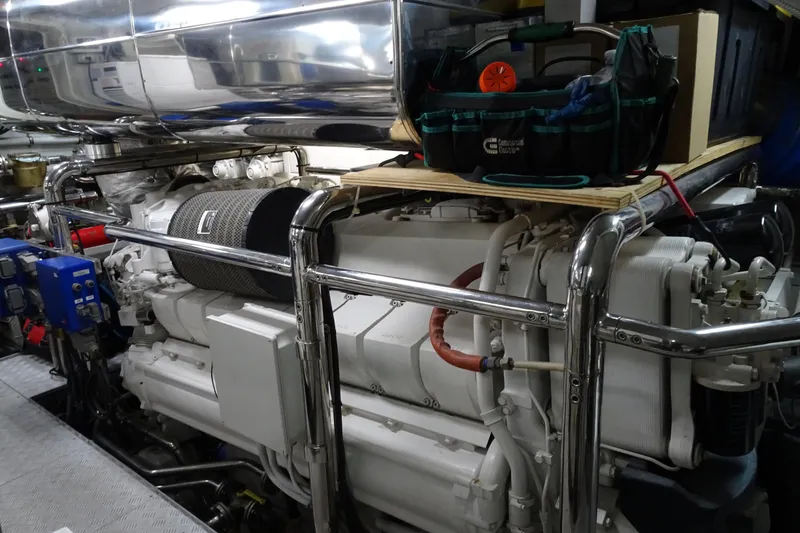 Slide: The Image of Engine room of 2010 Azimut 100 Leonardo yacht with insulated pipes and machinery. - 68