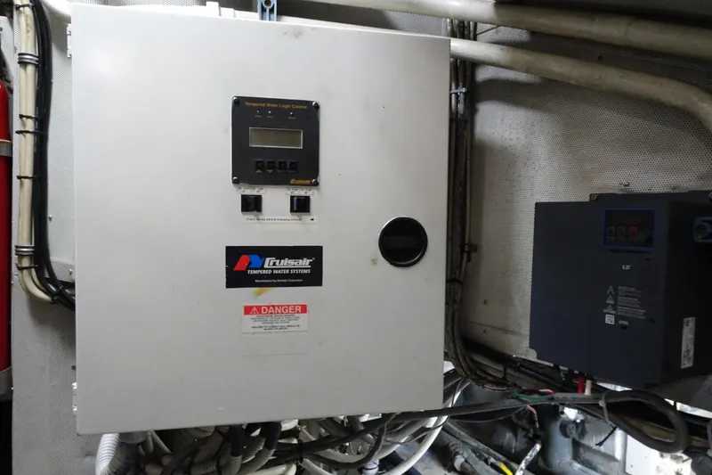 Slide: The Image of Engine room of 2010 Azimut 100 Leonardo yacht with equipment and storage. - 69