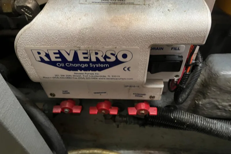 Slide: The Image of Reverso oil change system in 1997 Sea Ray 420 Aft Cabin boat engine room. - 61