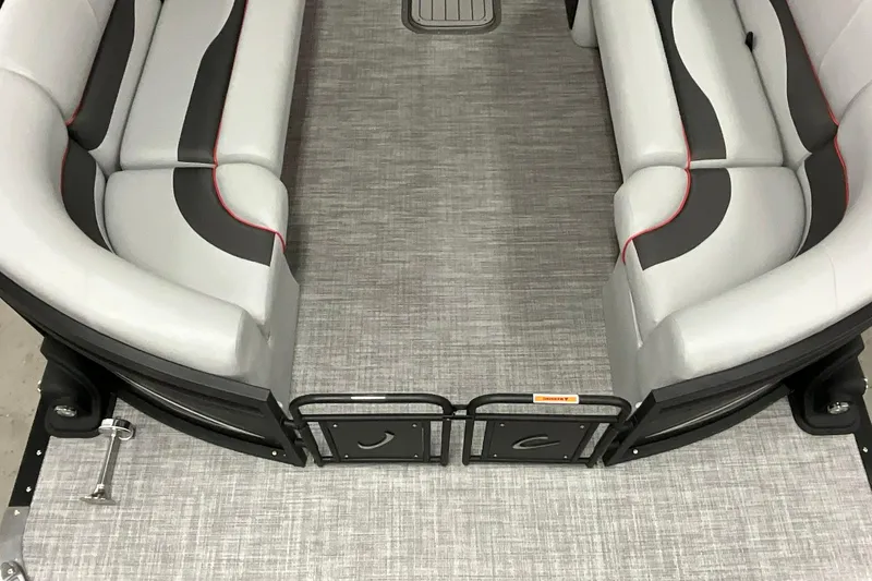 Slide: The Image of Interior of 2026 JC NEPTOON SPORT 21TT boat with gray seating and flooring. - 9