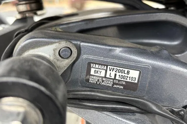 Slide: The Image of Close-up of Yamaha VF200LB engine label on Express H22B, 2024 model. - 59