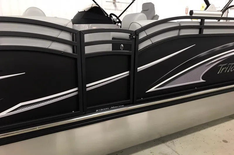 Slide: The Image of 2026 JC NEPTOON SPORT 21TT pontoon boat with sleek black and silver design. - 13