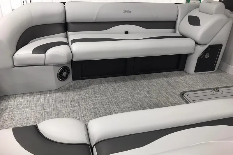 Slide: The Image of Luxurious interior of 2026 JC NEPTOON SPORT 21TT pontoon boat with sleek seating design. - 8