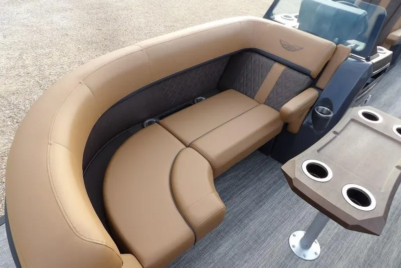 Slide: The Image of Luxurious seating on 2026 Bennington 22 MFB boat with cup holders and elegant design. - 14