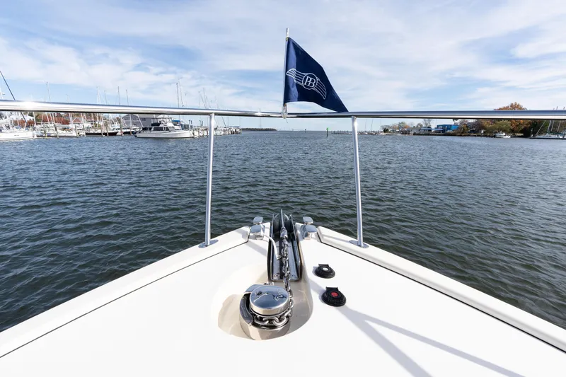 Slide: The Image of Bow view of 2016 Palm Beach Motor Yachts PB50 on calm waters. - 22