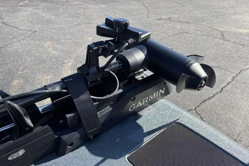 Slide: The Image of Garmin device mounted on 2019 Nitro ZV19 boat, outdoor setting. - 16