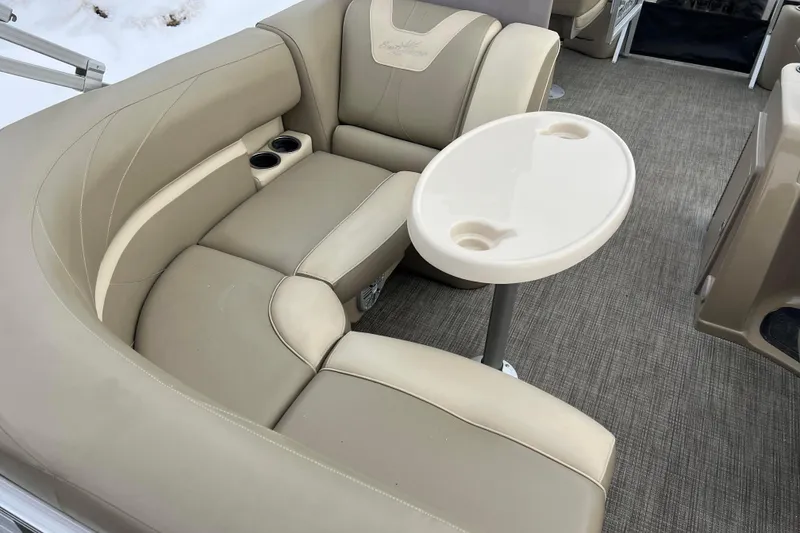 Slide: The Image of Luxurious seating area on 2019 SunChaser Geneva Fish 20 Cnf pontoon boat. - 44