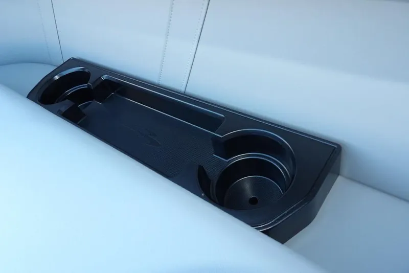 Slide: The Image of Cup holder on Bennington 21 S L-Bench, 2026 model, with sleek black design. - 27