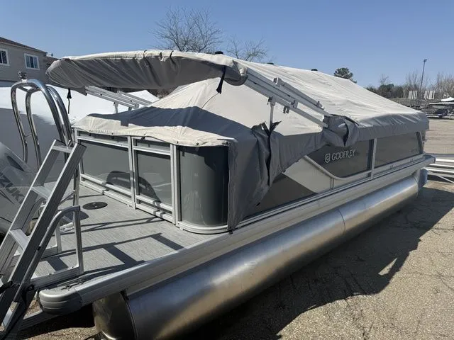 Slide: The Image of 2026 Sweetwater SW2086CPSE pontoon boat with cover outdoors. - 3
