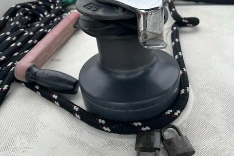 Slide: The Image of Sail winch and rope on Fuji 45 MK II Ketch, 1977. - 40