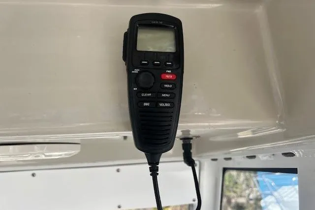 Slide: The Image of VHF radio microphone inside 2018 Everglades 335 Center Console boat. - 21