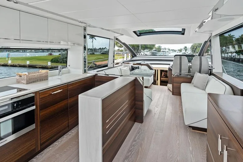 Slide: The Image of Luxurious interior of 2022 Sunseeker 65 Sport Yacht with modern design and spacious layout. - 69
