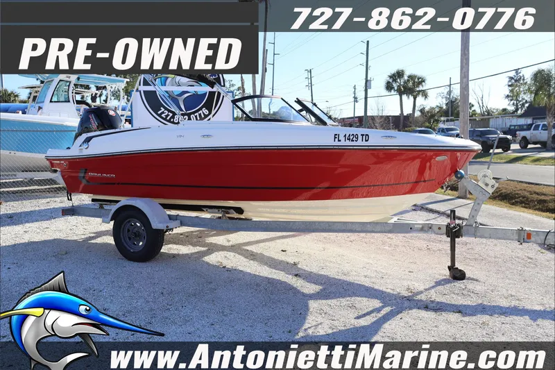 The Image of Pre-owned 2022 Bayliner VR4 Bowrider OB in red on trailer at Antonietti Marine. - 1