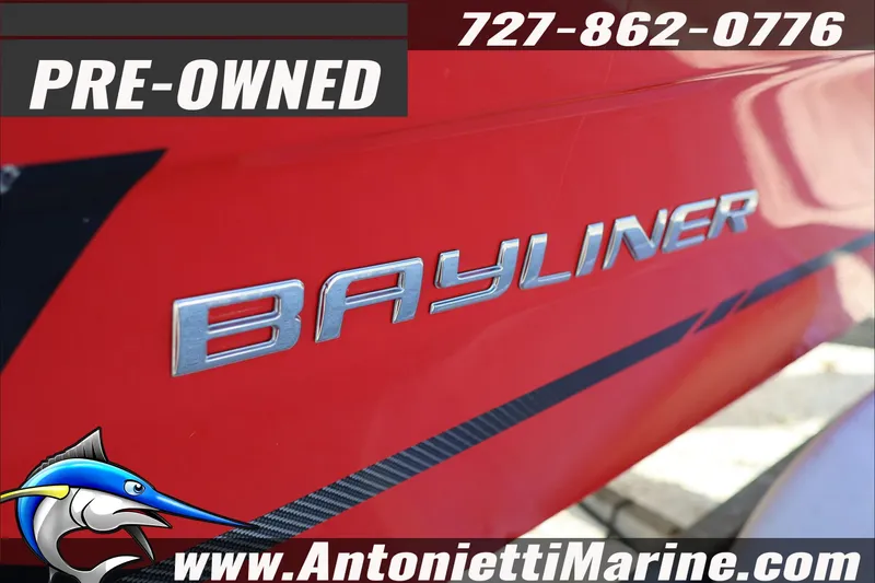 Slide: The Image of Pre-owned 2022 Bayliner VR4 Bowrider OB, red exterior, available at Antonietti Marine. - 8