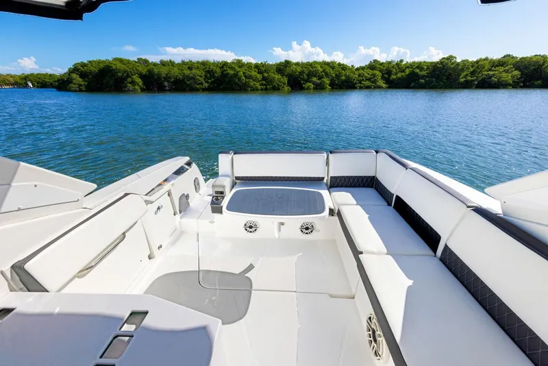 Slide: The Image of Luxurious interior of the 2017 Monterey 378 Super Express yacht. - 6