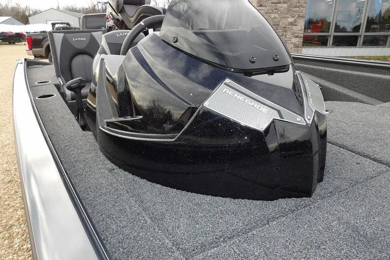 Slide: The Image of 2026 Lund 1875 Renegade boat interior with sleek design and comfortable seating. - 42