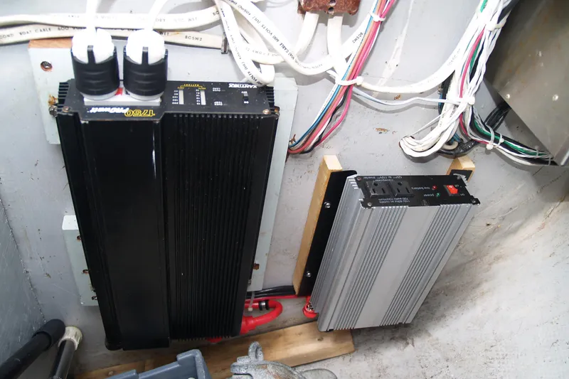 Slide: The Image of Electrical components and wiring inside a 1973 Bristol 40 boat. - 4