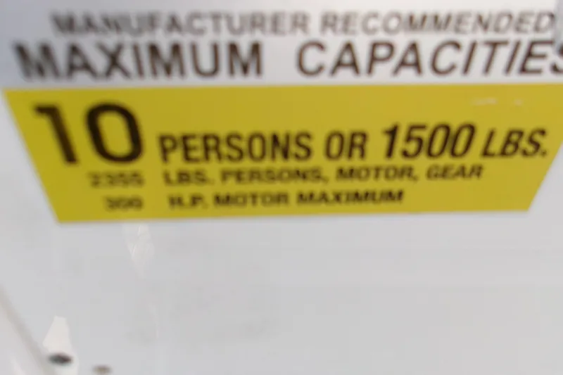 Slide: The Image of 2020 Key West 239 FS capacity label: 10 persons or 1500 lbs maximum. - 14