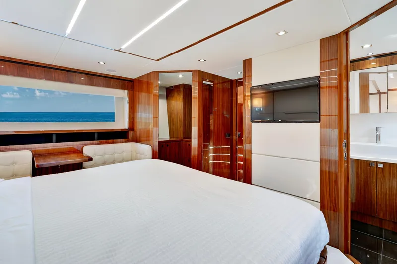 Slide: The Image of Luxurious interior of 2017 Sunseeker 68 Sport Yacht with ocean view and modern amenities. - 26