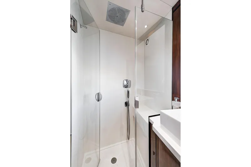 Slide: The Image of Luxurious bathroom in 2017 Sunseeker 68 Sport Yacht with modern shower and sleek design. - 31