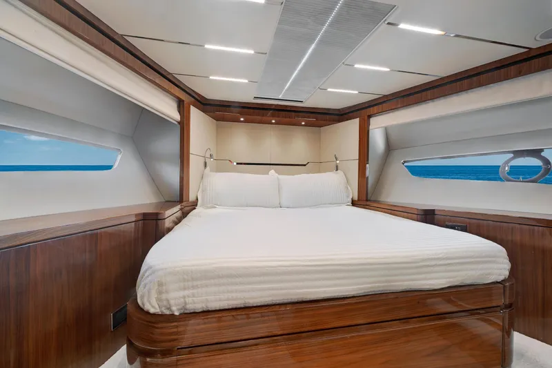 Slide: The Image of Luxurious bedroom interior of 2017 Sunseeker 68 Sport Yacht with ocean view windows. - 32
