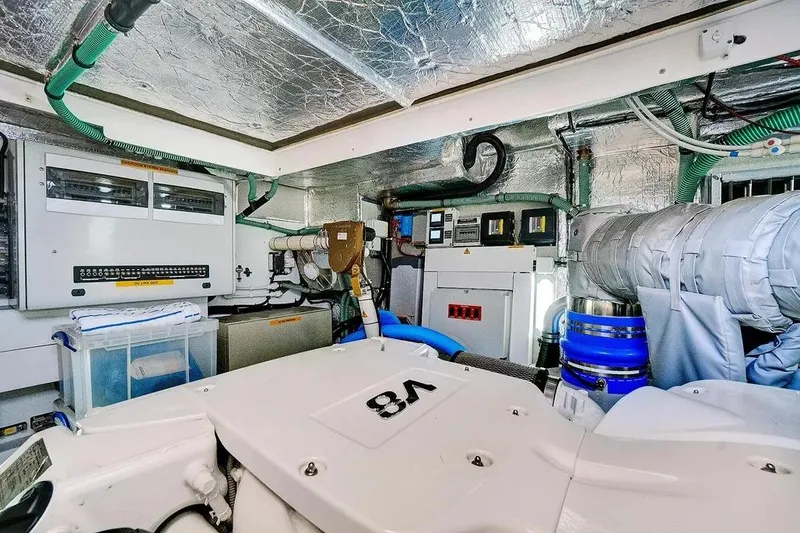 Slide: The Image of Engine room of 2017 Sunseeker 68 Sport Yacht with advanced mechanical systems. - 38