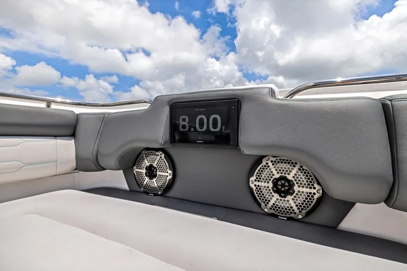 Slide: The Image of Interior of 2022 Cigarette 42 Auroris boat with speakers and digital display. - 22