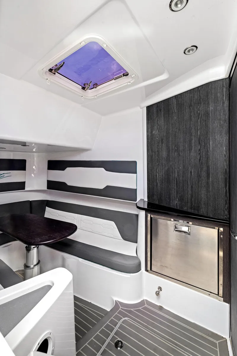 Slide: The Image of Luxurious interior of 2022 Cigarette 42 Auroris boat with modern seating and sleek design. - 40