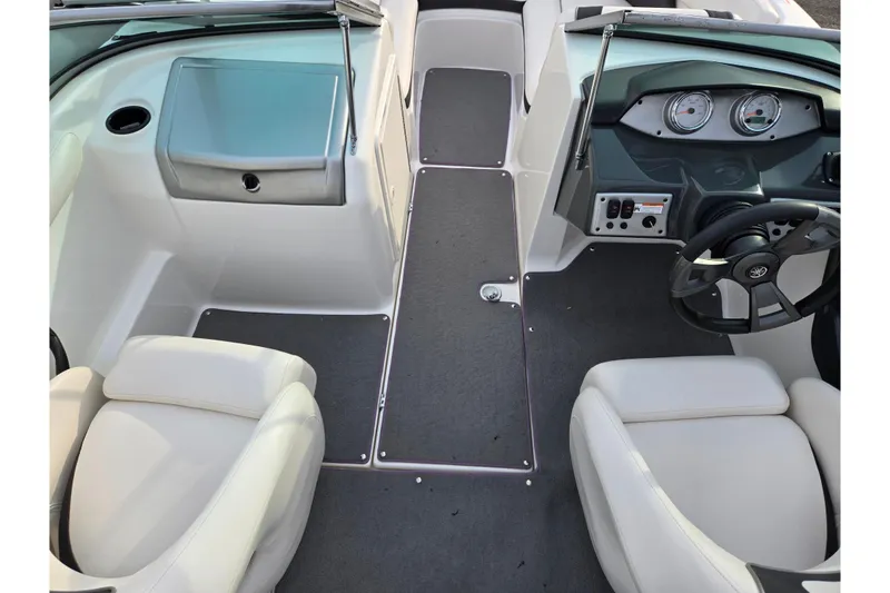 Slide: The Image of 2013 Yamaha Boats SX190 interior with dual seats and dashboard view. - 11