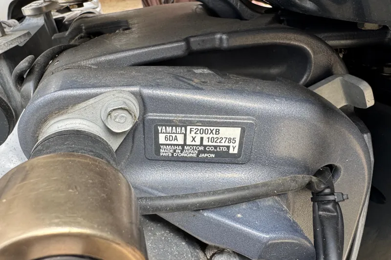 Slide: The Image of Yamaha F200XB engine detail on 2016 North River 21' Seahawk boat. - 45
